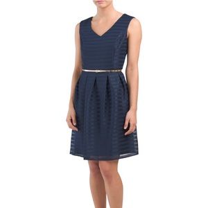 NWT Ellen Tracy Navy stripe fit & flare dress